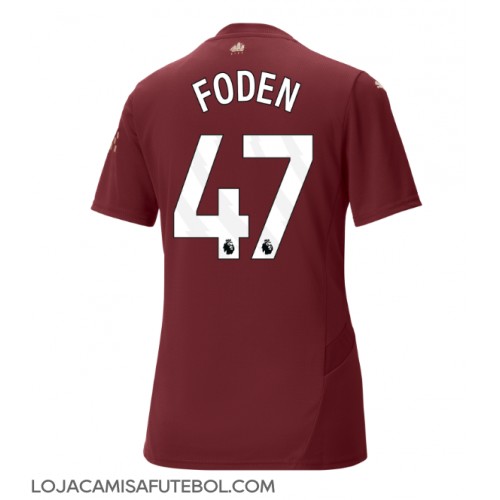 Camisa de Futebol Manchester City Phil Foden #47 Equipamento Alternativo Mulheres 2024-25 Manga Curta